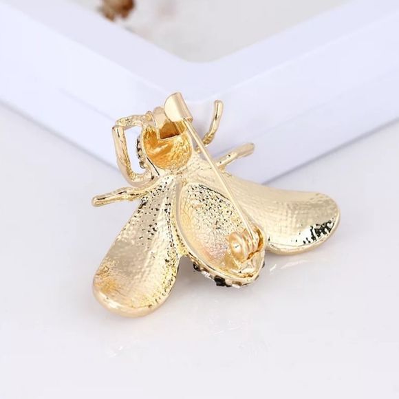Elegant Gold and Black Bee Brooch - Picture 7 of 7